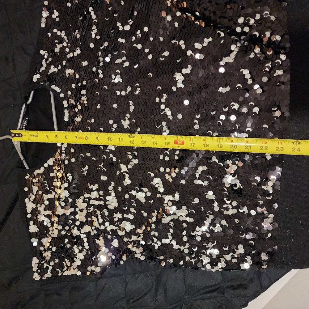 Black and silver sequin top